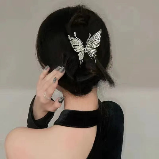 Butterfly Hair Clip Bright Silver Cross Geometric Hairpin Rose Flower