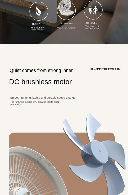 2IN1 Folding Desktop Fan Portable Air Conditioner Wall Mounted Fan Rechargeable with 3 Gears for Home Office