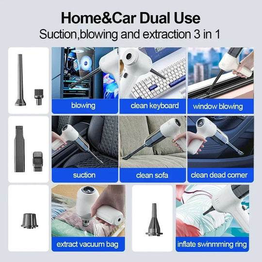135000PA Car Vacuum Cleaner Strong Suction Wireless Portable Handheld