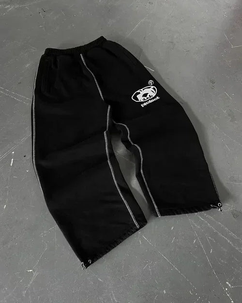Y2k Embroidered Gray Casual Pants Camo Functional Tactical Functional