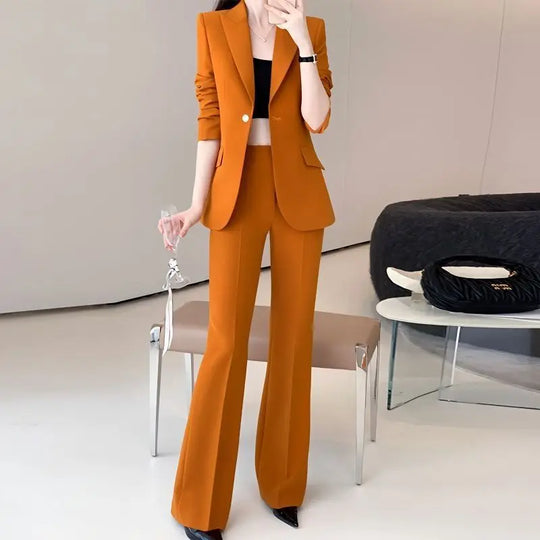 Women's 2025 Spring New Fashion Professional Suit Jacket Pants Two