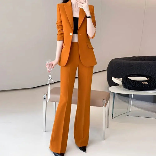 Women's 2025 Spring New Fashion Professional Suit Jacket Pants Two