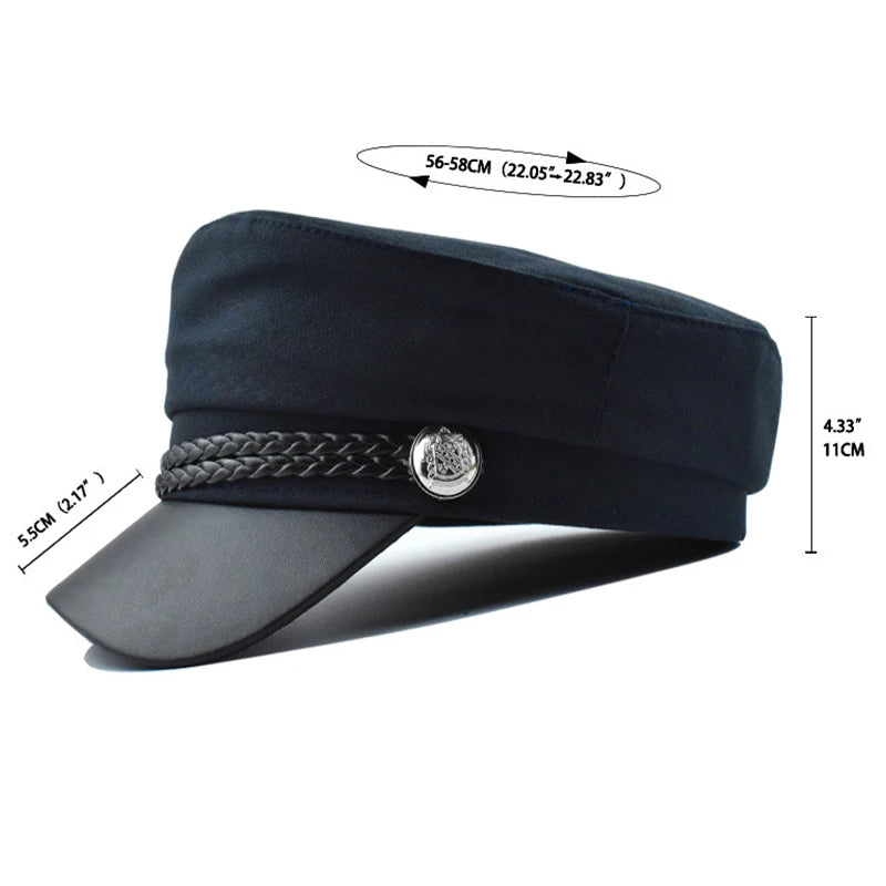 Women Men PU Leather Berets Hat Retro British Solid Beret Baseball Cap Outdoor Sun Hat Winter Warm Octagonal Hats Newsboy Caps