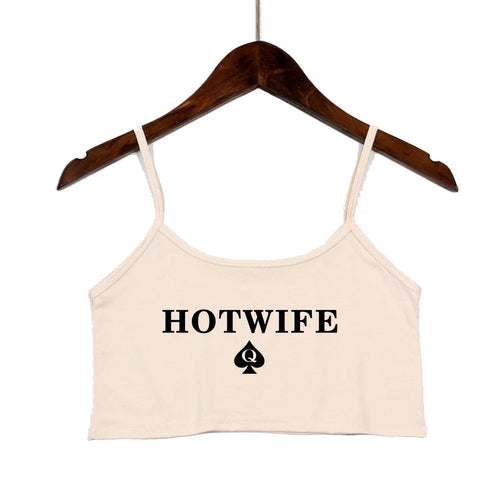 Fashion Women's Sexy Elastic Cotton Camis HOT WIFE Letters Print