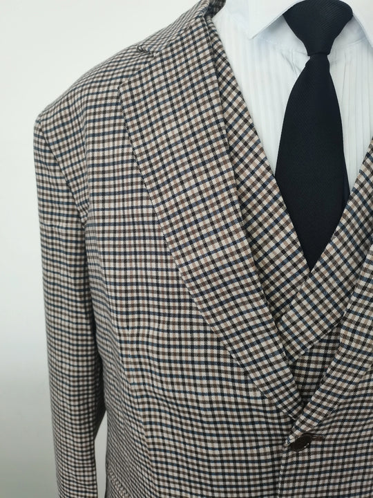 Burgundy Black Green 3 Color Small Square Thousand Bird Man‘s Suit Set Outfit Notch Lapel Blazer Trousers 3pcs Jacket Pants Vest