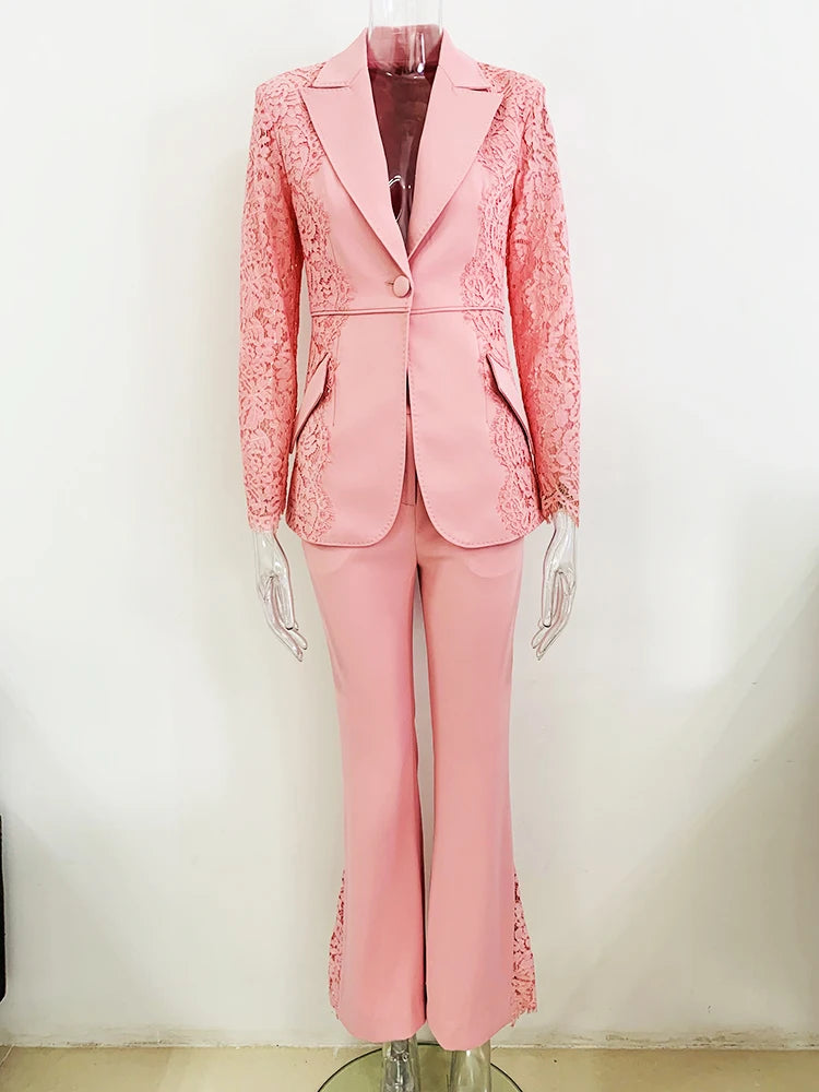 HIGH STREET Newest 2024 Runway Designer Suit Set Women's Lace