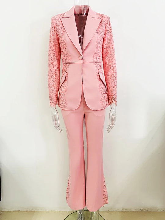 HIGH STREET Newest 2024 Runway Designer Suit Set Women's Lace