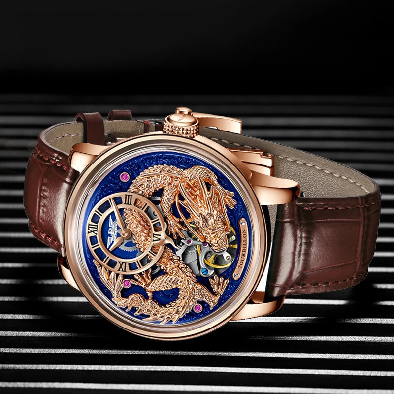 Men's Mechanical Watch Dragon Series M2797B Automatic Movement Leather Sapphire Men Wristwatches