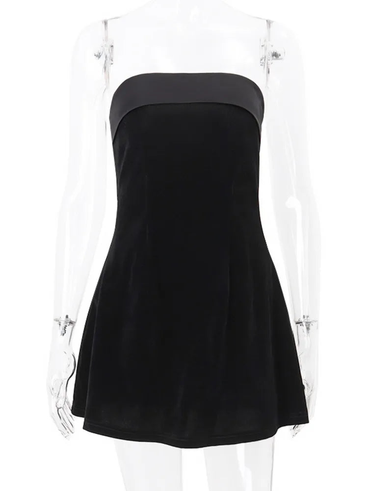 Mozision Strapless Backless Sexy Mini Dress Women Fashion With Zipper
