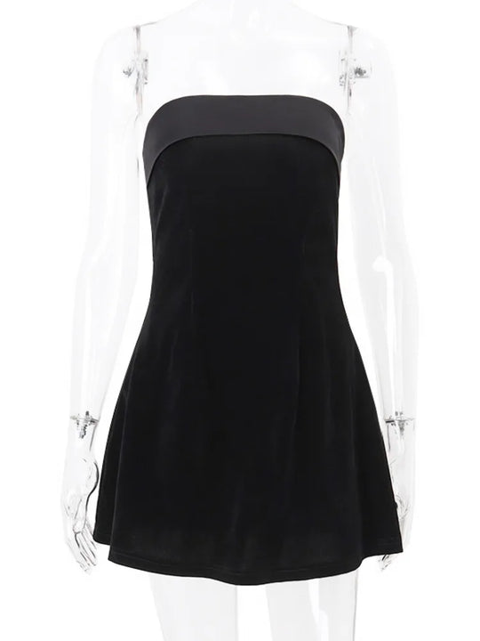 Mozision Strapless Backless Sexy Mini Dress Women Fashion With Zipper