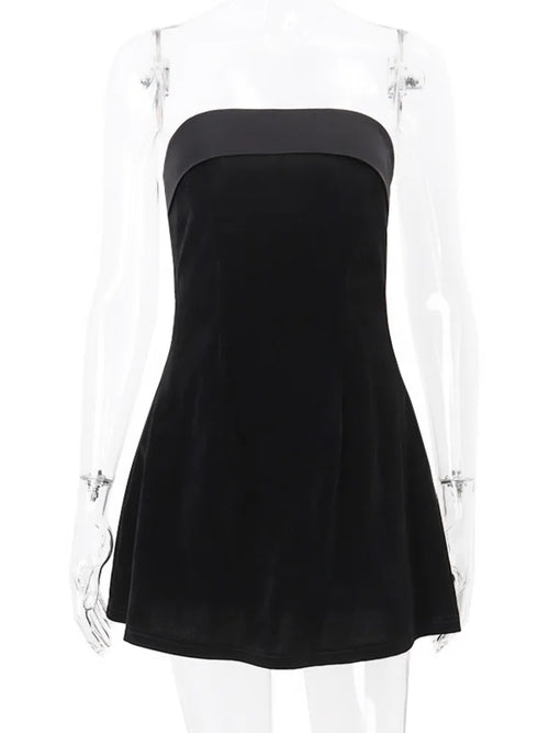 Mozision Strapless Backless Sexy Mini Dress Women Fashion With Zipper