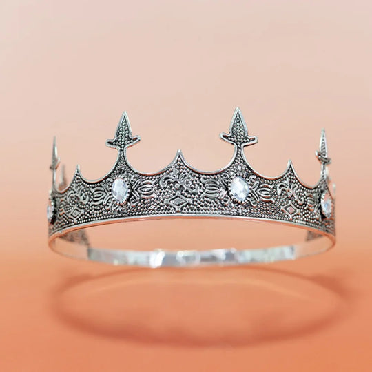 Trendy Vintage Baroque Crown Antique Bronze Elegant King Tiara Crown Adjustable Multicolor Prince Rhinestone Tiara Men