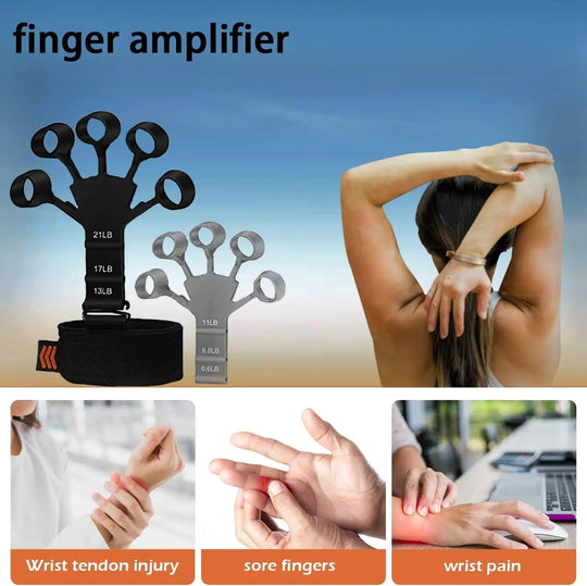 Finger Strengthener with 6 Resistant Level Grip Strength Trainer Finger Exerciser Hand Strengthener Flexion Extension Wrist
