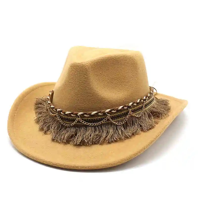 Wide Brim Fedora Hat with Braided Tassel Band - Church Jazz Hat for Outdoor Events, Daily Casual Wear, Photography Accessories