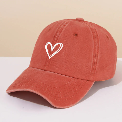 Spring/SummerHat Female Embroidered Peach Heart Wash Denim Baseball