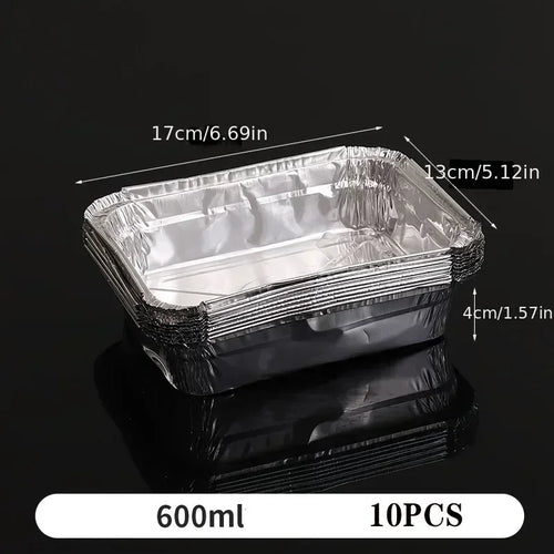 10pcs Rectangular Tinfoil Tray BBQ Special Thickened Bowl Takeaway