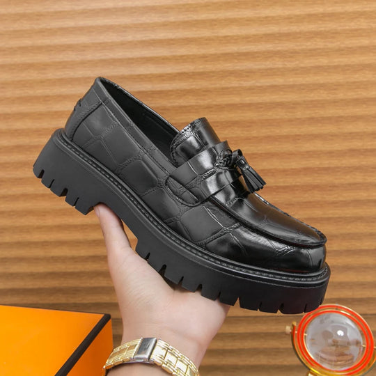 Business Tassel Loafers Shoes Slip on Casual Thick Bottom Leather Black Dress Party Shoes Boat Loafers For Man Fashion Moccasins
