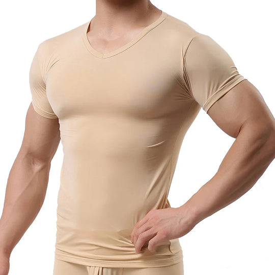 Ice Silk T Shirt for Men Summer Breathable Short Sleeve Tops Men's