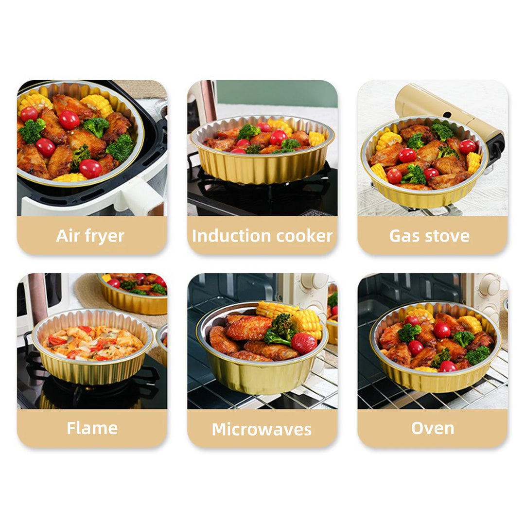 Heavy Duty Gold Aluminum Foil Pans 1508ml 10PCS, Disposable Thickened