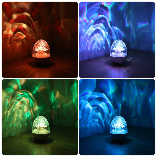Dynamic Rotating Dinosaur Egg Mood Night Light, 13 Color Changing, USB Rechargeable Projector Lamp with Touch & Remote for Room
