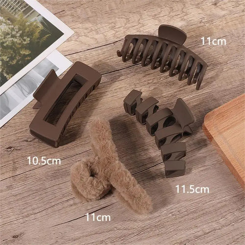 2/3/4Pcs Headwear Set Women Fashion Claw Clip Coffee Black Acrylic