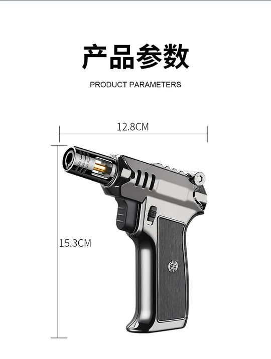 Outdoor Windproof Butane Gas Turbo Metal Lighter Multipurpose High Temperature Welding Gun Inflatable Lighter Men's Somking Tool