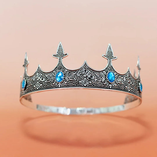 Trendy Vintage Baroque Crown Antique Bronze Elegant King Tiara Crown Adjustable Multicolor Prince Rhinestone Tiara Men
