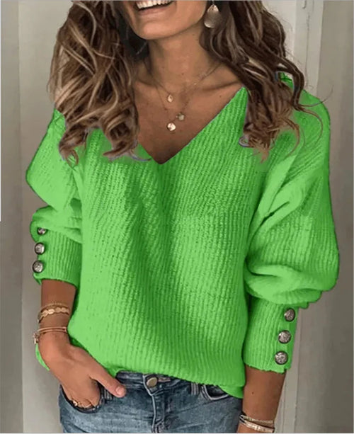 Spring Autumn Women's Loose Long Sleeve Knitted top T-shirt Solid