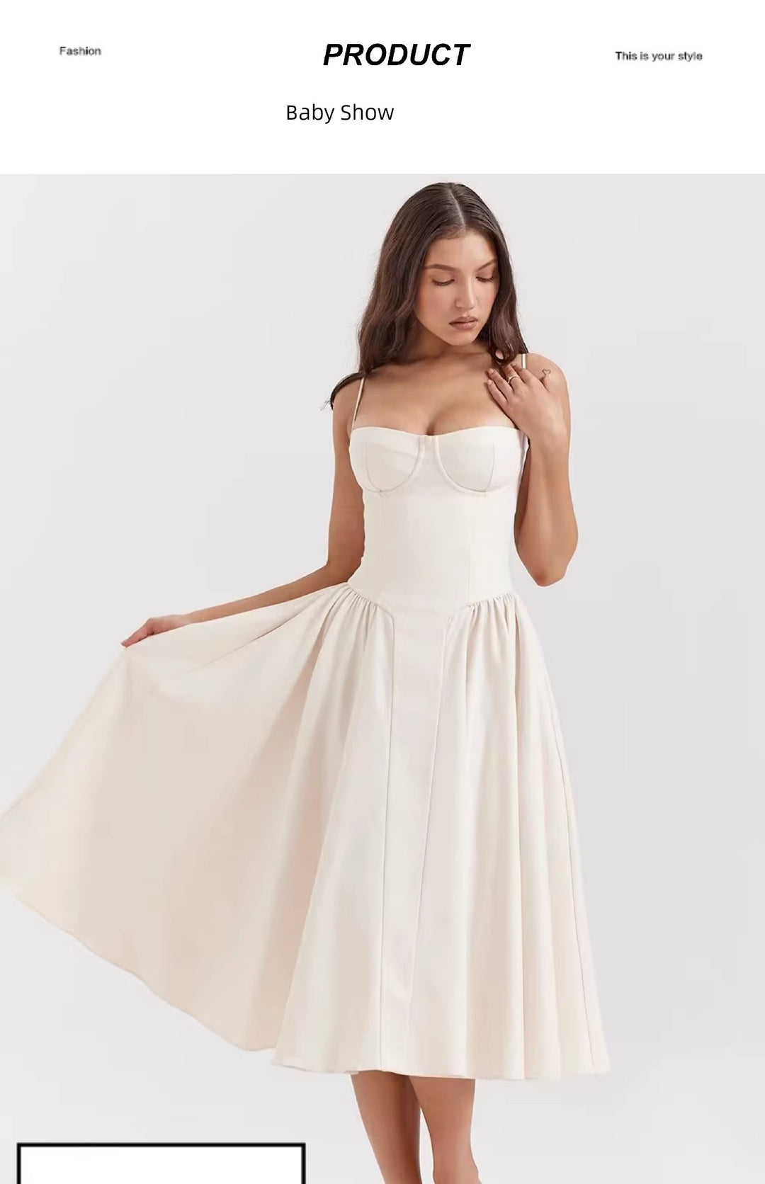 Super Fairy House Retro Waist Trimming Spaghetti Straps Large Skirt