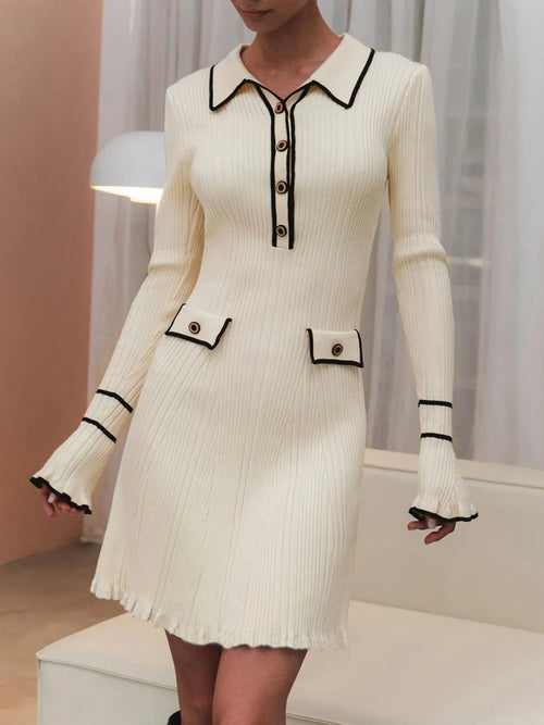 Tossy Ruffled Patchwork Knit Maxi Dress For Women Elegant Ribbed Long