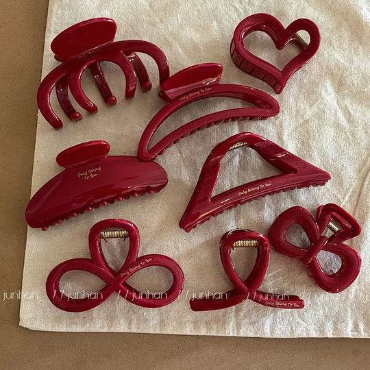 French Red Collection! Large Grip Letters Gold Label Back Head Updo