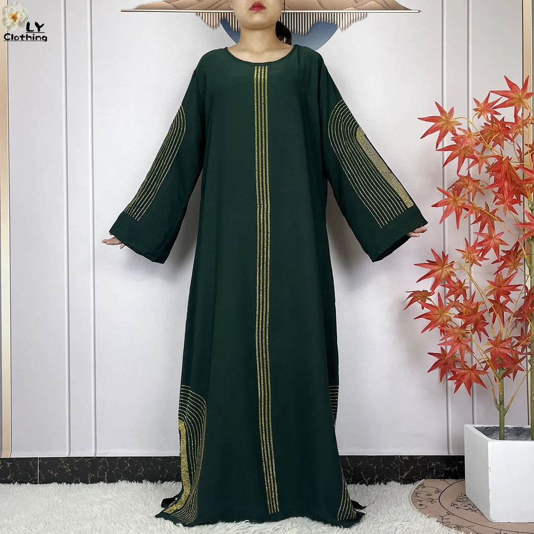 2024 New Muslim Chiffon Abayas For Women Robe Caftan Dubai Islam Clothing African Abaya Long Sleeved Fashion Dress With Turban