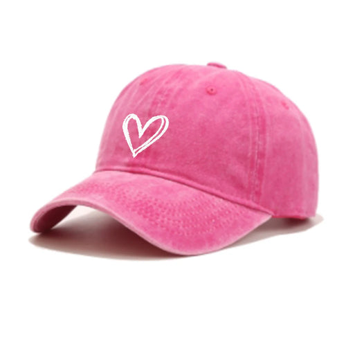 Spring/SummerHat Female Embroidered Peach Heart Wash Denim Baseball