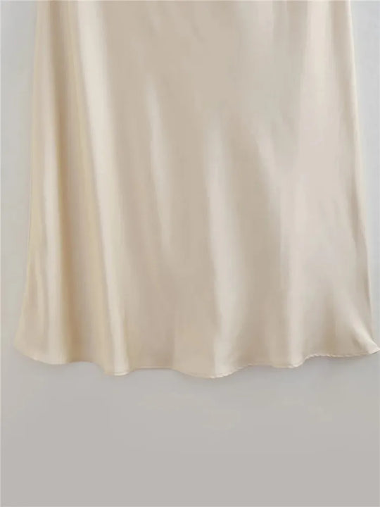 TRAF Flower Halter Dress Woman Off Shoulder Satin Long Dress Women