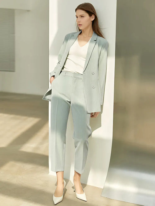 Amii Minimalism Spring Office Lady Blazer Women Jacket Lace V-neck