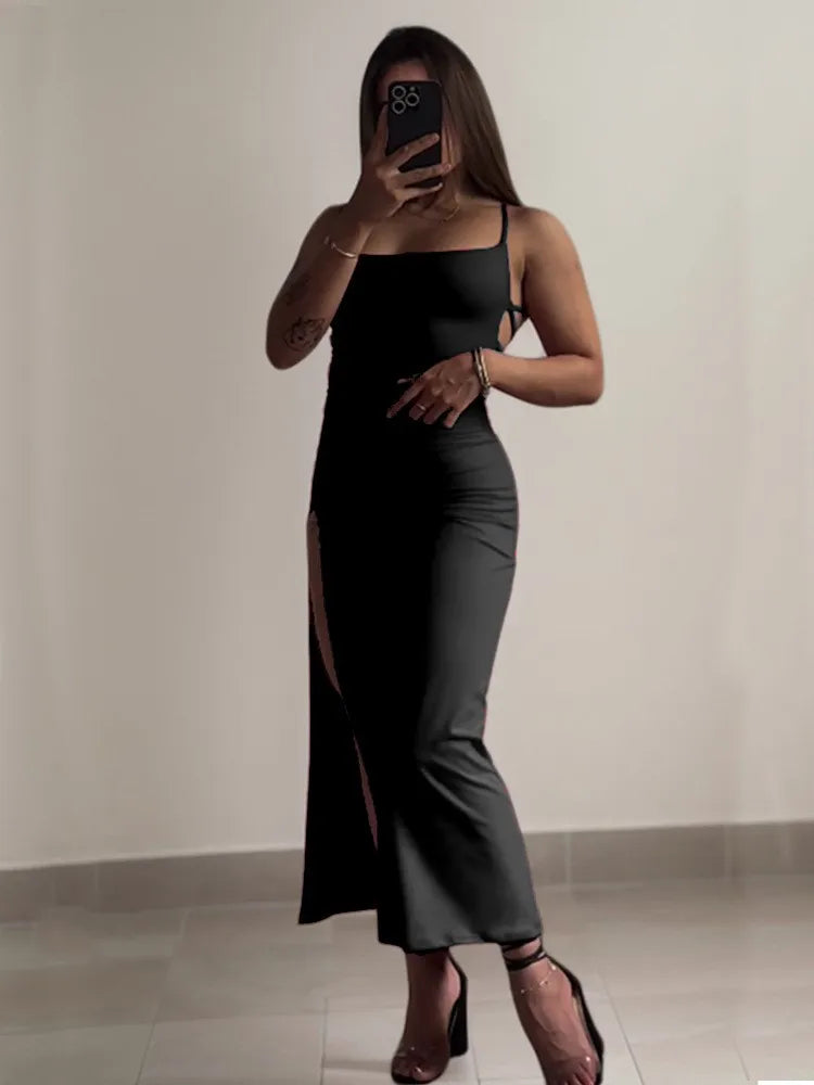 Hot Style Slim Spaghetti Strap Dresses Women Sexy Backless Leace-up