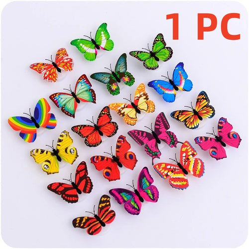 1~4 PCS Pasteable 3D Butterfly Night Lights Luminous Led Wall Sticker