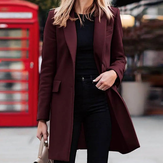Autumn Winter Trench Coat for Women Suit Coat Single-breasted Long