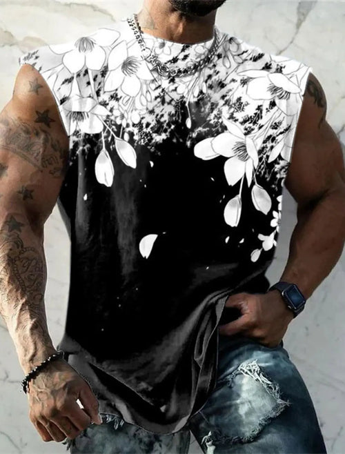 Men's Tank Top Sleeveless T-Shirt Pattern Print Summer Sports Running