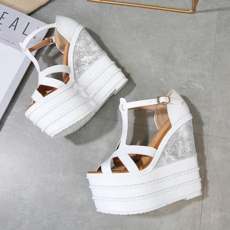 32-40 Sexy High-heeled Wedge Heel Sandals Small Open Toe Bohemian Sandals 2025 New Women's Summer and Autumn Shoes W299