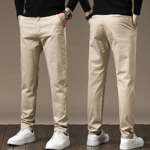 New High Quality Combed Cotton Casual Pants Men Thick Solid color
