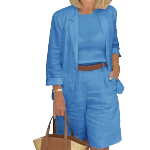 1 Set Attractive Suit Coat Shorts  Loose Cool Two Piece Set