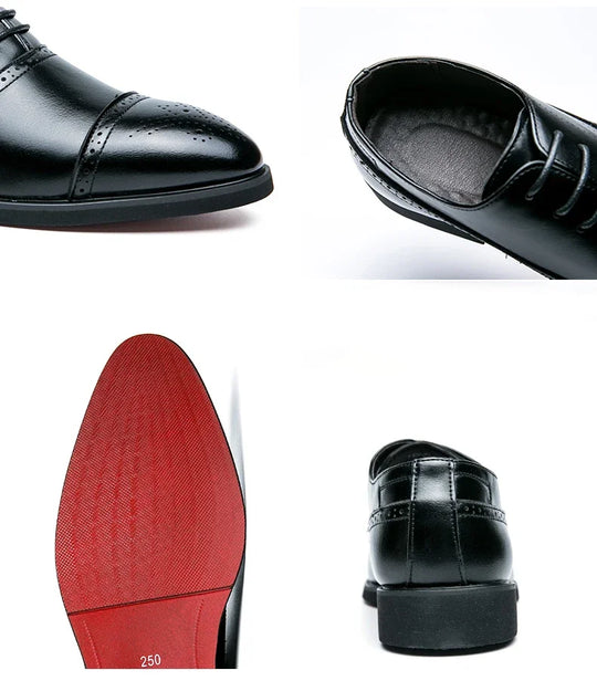 Men's Formal  Shoes Red Sole Fashion Business Casual Party Banquet Daily Retro Carved Lace-up Brogue Dress Wedding Shoes Size 48
