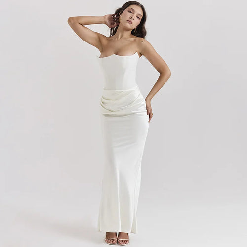 Cryptographic Hot Sexy Strapless Corset Maxi Dress Club Party Ruched