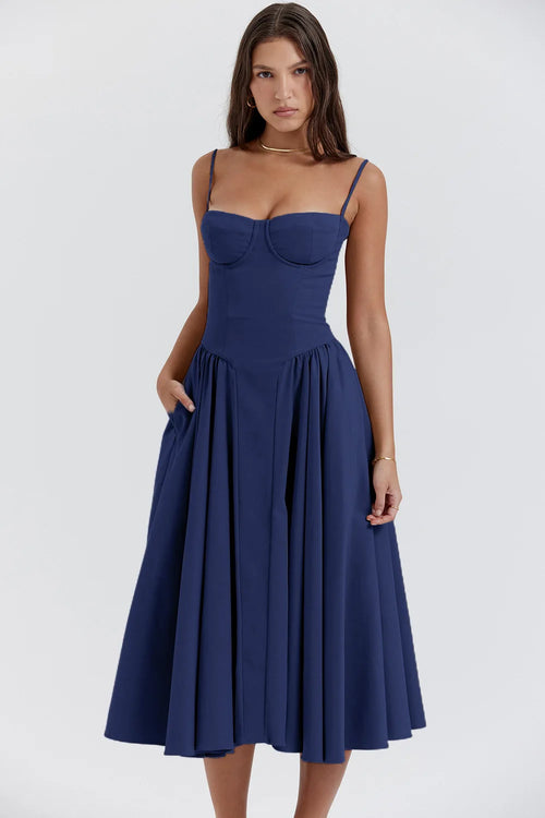 Summer skirt new French vintage maxi dress court wind Dopa wear strap
