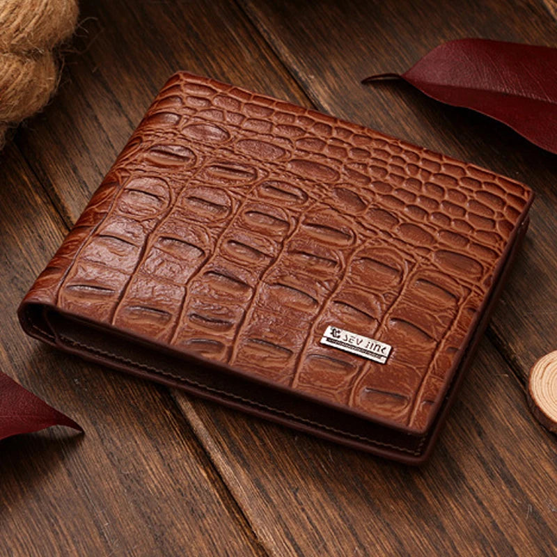 Crocodile Grain Genuine + PU Leather Short Design Wallet Fashion Coin