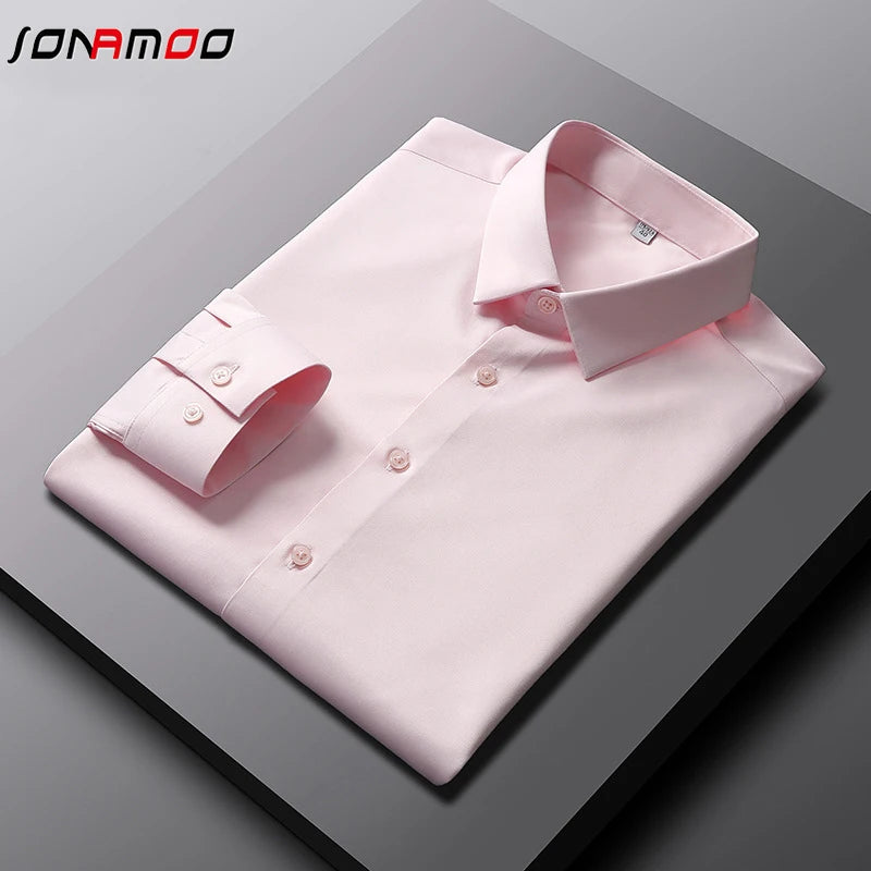 Men's Casual and Fashionable Long Sleeved Solid Color Shirt Non