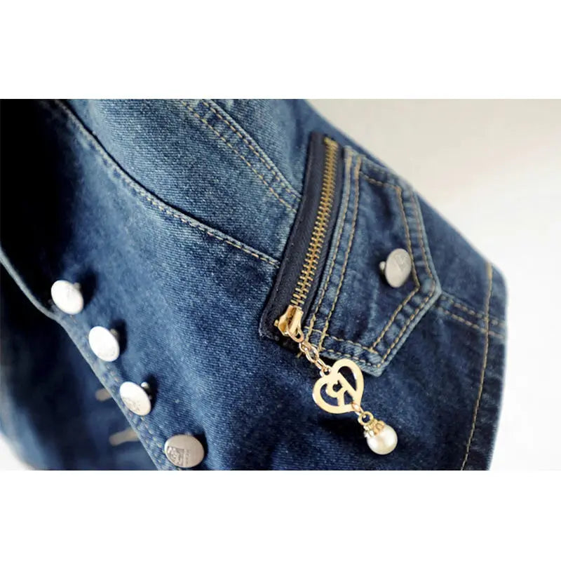 PTKPCC Casual Female Tops Women Denim Vest Jacket Spring Autumn
