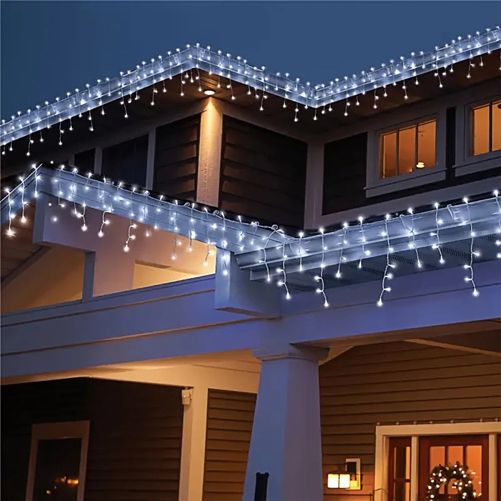 Solar Street Garden Decoration Garland Solar Curtain Icicle Light Outdoor LED String Lights 3.5M/7.5M Waterproof Curtain Light