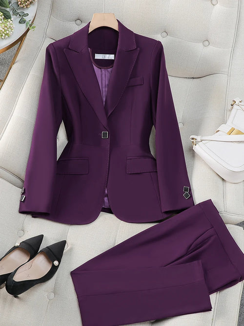 Autumn Winter Women Pant Suit Office Ladies Female Business Work Wear